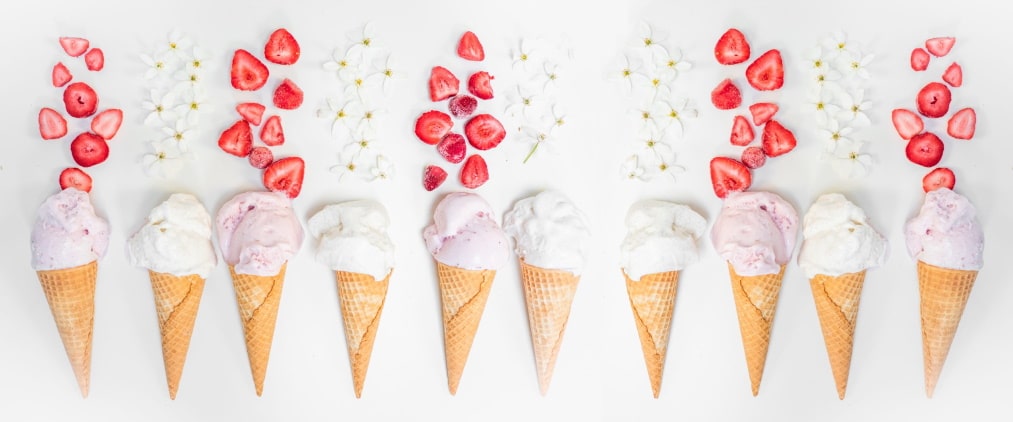 Icecream with strawberry