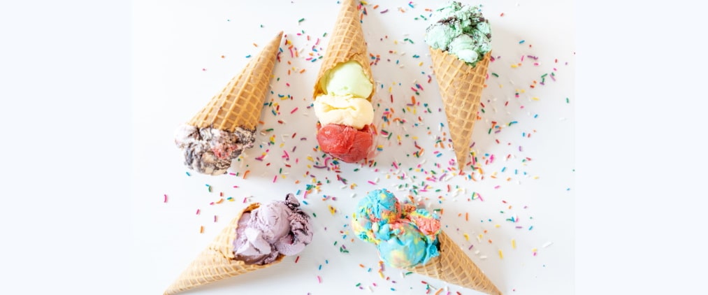 Icecream with sugar flakes